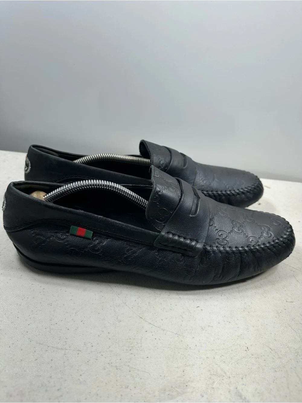 Gucci Black Guccissima Leather Loafers Size 9